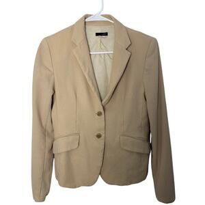 J. Crew 100% Wool Blazer Beige Tan Two-Button Suit Jacket Size 4